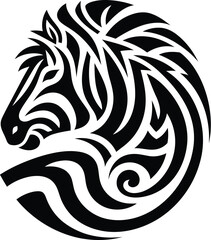 Wall Mural - modern tribal tattoo zebra, abstract line art of animals, minimalist contour. Vector