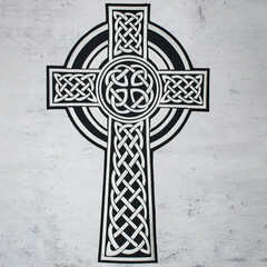 Wall Mural - Embroidered patch with the image of celtic cross. Accessory for rockers, bikers, metalheads and punks. Occult symbolism.