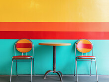 Dinning Table Cafe Restaurant Pastel Colorful Table And Chair 