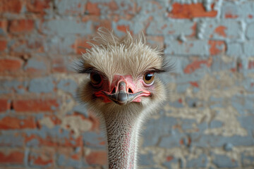 Poster - A chic, minimalist ostrich with sleek, understated feathers, set in a clean, contemporary high-fashion studio,