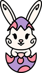 cute easter bunny cartoon with easter egg