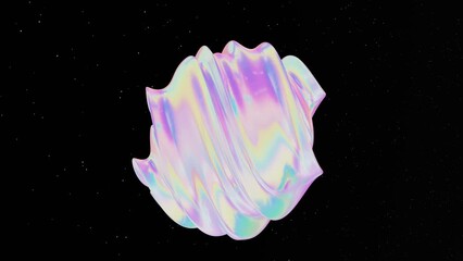 3d abstract holographic ball sphere in curve wavy spiral lines forms in transformation deformation process. Alien liquid morph dreamy cute planet. Animation 30fps 4k loop