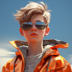 Wall Mural - Cool teenager with sunglasses and trendy colorful clothes, profile, avatar, illustration generated by AI
