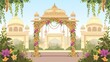 © Yash - indian wedding mandap illustration, traditional theme with floral decor and arch