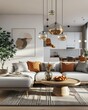 © AIGen - Scandinavian Home: Modern Living Room Interior Design with Stylish Furniture and Contemporary Decor