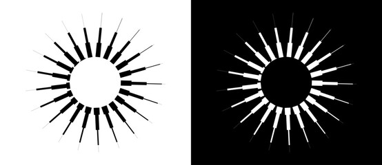 Poster - abstract background with lines in circle. art design spiral as logo or icon. a black figure on a whi