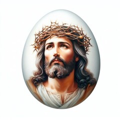 Wall Mural - Jesus' watercolour portrait on the easter egg for easter holiday concept