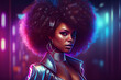 illustration of elegant and fashionable black woman. Disco style fashion african american woman.
