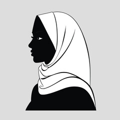 Wall Mural - Hijab woman silhouette muslim arabic female illustration