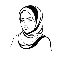 Wall Mural - Hijab woman silhouette muslim arabic female illustration