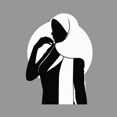 Wall Mural - Hijab woman silhouette muslim arabic female illustration