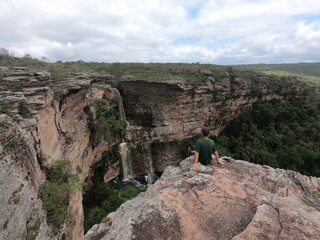 Wall Mural - homem na Cachoeira do Ferro Doido, Morro do Chapéu, Chapada Diamantina  