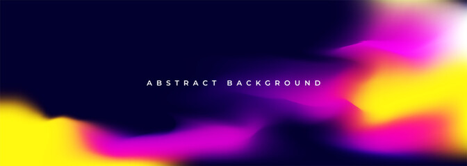 Poster - Bright colored holographic background. Abstract liquid gradient creative banner. Dark multicolor blurred soft blend color gradation minimalist background. Vector illustration.