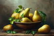 pears in a bowl painting