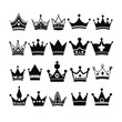 © umut hasanoglu - A collection of various black crown silhouettes on a white background, showcasing different styles and shapes.