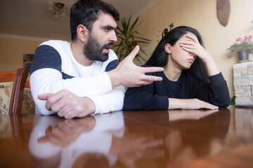 Canvas Print - upset young couple at home