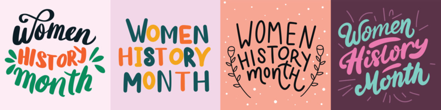 Collection of text banners Women
History Month. Handwriting inscriptions set Women
History Month. Hand drawn vector art