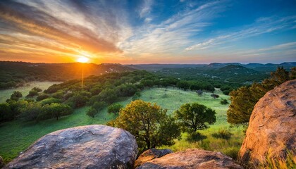 Wall Mural - sunrise in the hill country of texas