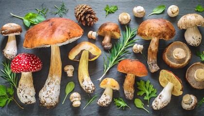 Wall Mural - hand drawn edible mushrooms collection