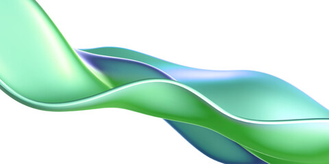 Wall Mural - 3d holographic liquid wave, iridescent chrome fluid silk fabric isolated on light background. Render of neon metal ribbon with rainbow gradient effect flying in motion. 3d vector geometric background.