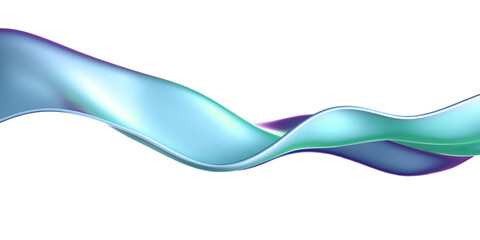 Wall Mural - 3d holographic liquid wave, iridescent chrome fluid silk fabric isolated on light background. Render of neon metal ribbon with rainbow gradient effect flying in motion. 3d vector geometric background
