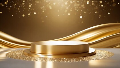 gold podium background award elegant light premium product cosmetic brown 3d sale podium design gold template background showcase line beauty golden abstract white texture mockup banner glitter wave