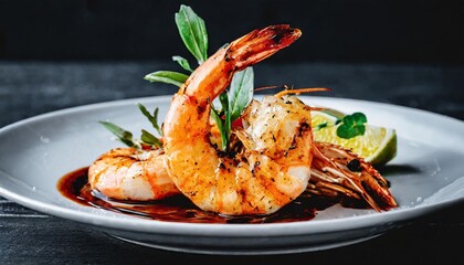 Wall Mural - grilled shrimp gourmet fine dining grilled shrimp