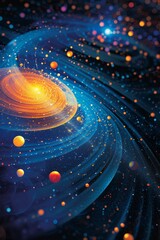 Wall Mural - Simplified planets and orbits dance gracefully in the cosmic expanse