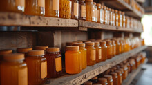 Handcrafted Jars Of Honey Line The Shelves, Each A Unique Expression Of Flavor And Craftsmanship