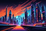 Cyberpunk Futuristic City panorama Future Fiction background