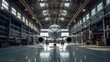 Commercial Airplane in Aircraft Maintenance Hangar