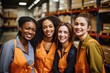 © CojanAI - Portrait of a smiling group of diverse female workers in factory