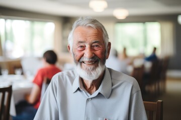 Wall Mural - Smiling portrait of a senior man in a nursing home