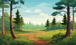 © Svitlana - Forrest landscape with grass and lots of trees, nature inspired vector illustration
