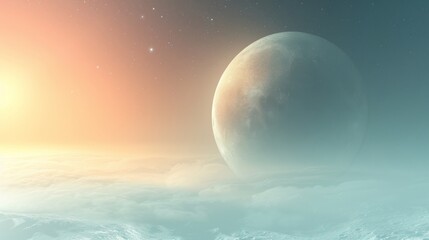 Wall Mural - soft hues and gentle gradients imbue the scene with cosmic peace