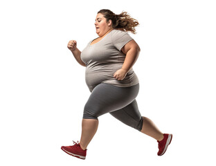 Canvas Print - Overweight woman jogging, cut out