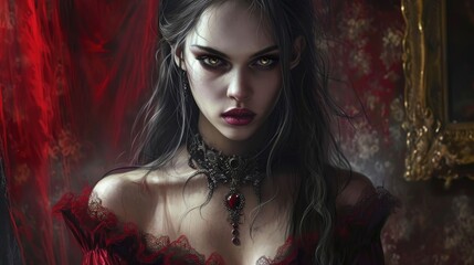 Wall Mural - Portrait of a beautiful young woman with gothic make-up