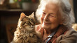 © IRStone - Old lady with her cat portrait in domestic environment