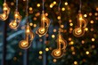 © Fleuronica - Musical Notes Hanging From a String of Lights outdoor