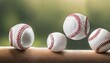 set with traditional baseball balls on white background banner design sportive equipment