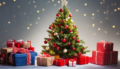 Sticker - christmas tree and gifts isolated