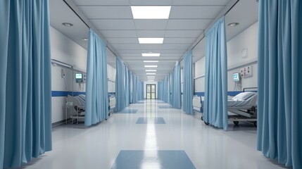  Curtains in hospital ward. interior room in the hospital