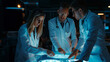 © Emiliia - Doctors in digital healthcare technology analyze comprehensive brain scan in modern lab