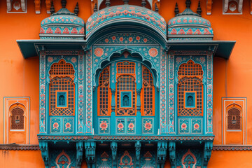 Canvas Print - The vibrant colors and intricate patterns of palaces, showcasing the opulence and architectural marvels of India's cultural heritage. Concept of regal elegance. Generative Ai.