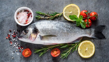 Wall Mural - raw sea bass fresh seabass fish isolated