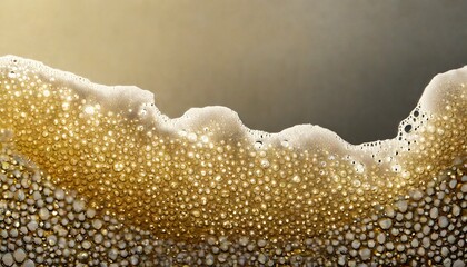 Wall Mural - close up of champagne bubbles background with foam