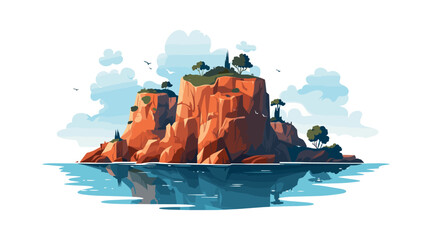 Sticker - rock island in sea vector flat minimalistic isolated illustration