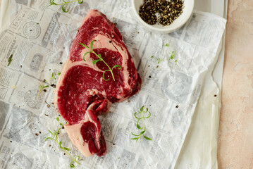 Canvas Print - Raw beef  steak .style hugge.top veiw