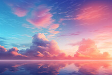 Abstract Vivid Colorful Sky At Sunset - Abstract PC Desktop Sunset Wallpaper Background Banner Chill Lofi Relax Concept
