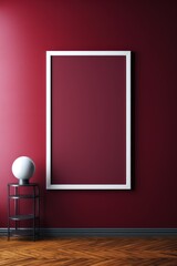 Wall Mural - blank frame in Burgundy backdrop with Burgundy wall, in the style of dark gray